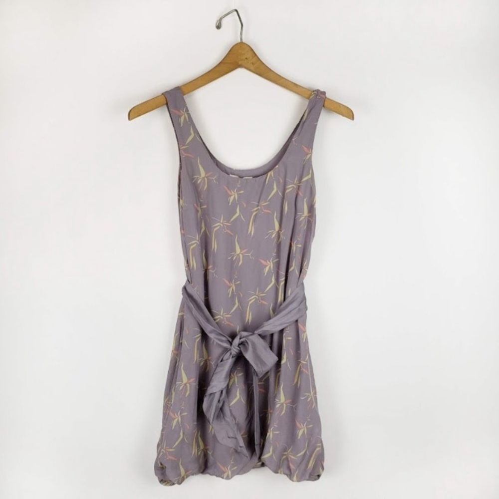 Anthropologie Partimi 100% silk bubble hem dress womens 0 lavender grey party